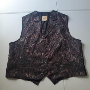 Wahmaker Vest Mens XL Multicolor Paisley Western Suit Waistcoat Brocade USA